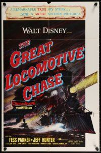 5r415 GREAT LOCOMOTIVE CHASE 1sh '56 Disney, really cool artwork of railroad train!