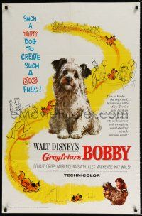 5r426 GREYFRIARS BOBBY 1sh '61 Walt Disney, cute tiny Skye Terrier!