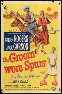 5r427 GROOM WORE SPURS 1sh '51 lady lawyer Ginger Rogers meets Hollywood cowboy Jack Carson!