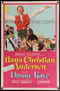 5r442 HANS CHRISTIAN ANDERSEN style A 1sh '53 art of Danny Kaye w/story characters!
