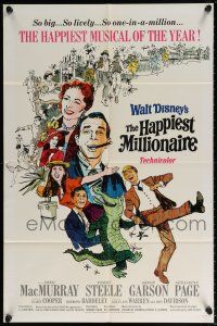 5r443 HAPPIEST MILLIONAIRE style B 1sh '68 Disney, art of Tommy Tommy Steele laughing & dancing!
