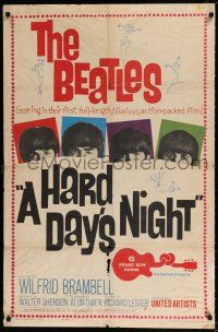 5r445 HARD DAY'S NIGHT 1sh '64 The Beatles in their first hilarious film, rock & roll classic!