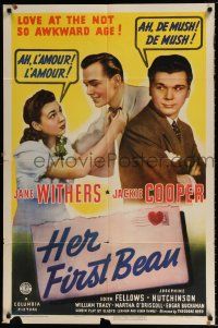 5r467 HER FIRST BEAU 1sh '41 Jane Withers, Jackie Cooper, love at the not so awkward age!