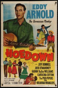 5r474 HOEDOWN 1sh '50 Jeff Donnell, Jock Mahoney, Tennessee Plowboy Eddy Arnold playing guitar!
