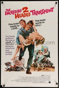 5r513 INCREDIBLE 2 HEADED TRANSPLANT 1sh '71 one brain wants to love, the other wants to kill!