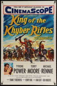 5r561 KING OF THE KHYBER RIFLES 1sh '54 artwork of British soldier Tyrone Power on horseback!