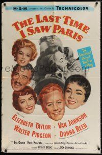 5r594 LAST TIME I SAW PARIS 1sh '54 Elizabeth Taylor, Van Johnson, Walter Pidgeon, Donna Reed!