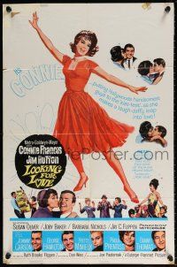 5r633 LOOKING FOR LOVE 1sh '64 great full-length art of pretty singer Connie Francis!