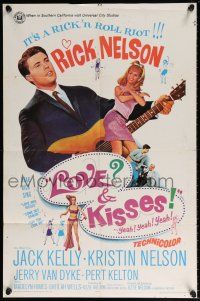 5r641 LOVE & KISSES 1sh '65 Ricky Nelson playing guitar, not rock & roll but Rick & roll!