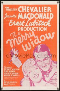 5r681 MERRY WIDOW 1sh R62 Maurice Chevalier, Jeanette MacDonald, Ernst Lubitsch!