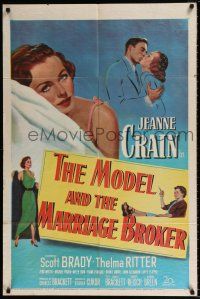 5r692 MODEL & THE MARRIAGE BROKER 1sh '52 Scott Brady kisses Jeanne Crain, smoking Thelma Ritter!