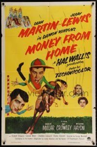 5r693 MONEY FROM HOME 1sh '54 2-D Dean Martin & horse jockey Jerry Lewis!