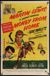 5r694 MONEY FROM HOME 1sh '54 3-D Dean Martin & horse jockey Jerry Lewis!