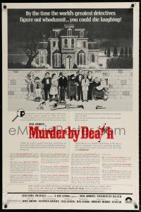 5r703 MURDER BY DEATH text style 1sh'76 great Charles Addams art of cast by dead body & spooky house