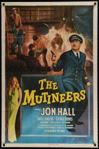 5r708 MUTINEERS 1sh '49 Jon Hall & blonde pirate Adele Jergens, there was mutiny & murder!