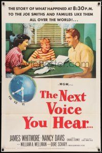 5r717 NEXT VOICE YOU HEAR 1sh '50 James Whitmore, Nancy Davis & God on the radio!