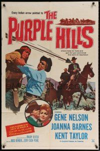 5r801 PURPLE HILLS 1sh '61 cowboy Gene Nelson in Arizona, Joanna Barnes, Kent Taylor!