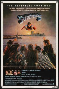5r897 SUPERMAN II 1sh '81 Christopher Reeve, Terence Stamp, cool flying over New York City image!