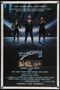 5r898 SUPERMAN II teaser 1sh '81 Christopher Reeve, Terence Stamp, cool image of villains!