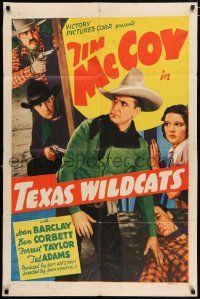 5r908 TEXAS WILDCATS 1sh '39 great close up of cowboy Tim McCoy fighting & riding on horseback!