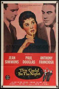 5r916 THIS COULD BE THE NIGHT 1sh '57 Jean Simmons between Paul Douglas & Anthony Franciosa!