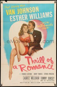 5r922 THRILL OF A ROMANCE 1sh '45 art of Van Johnson & sexy swimmer Esther Williams!