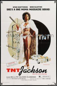 5r931 TNT JACKSON 1sh '74 John Solie art of Jeanne Bell, sexy black hit woman!