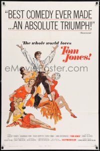 5r933 TOM JONES style A 1sh '63 artwork of Albert Finney surrounded by five sexy women!