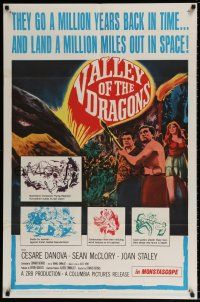 5r955 VALLEY OF THE DRAGONS 1sh '61 Jules Verne, dinosaurs & giant spiders in a world time forgot!
