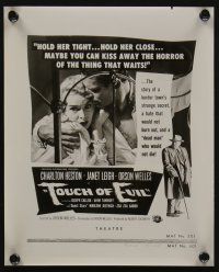 5s994 TOUCH OF EVIL 2 8x10 stills '58 Heston, Leigh, Welles, Dietrich, both with cool poster art!