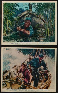5s053 AFRICAN QUEEN 8 color English FOH LCs R60s John Huston's classic, images of Hepburn & Bogart!