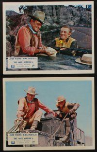 5s101 WAR WAGON 8 color English FOH LCs '67 great images of cowboys John Wayne & Kirk Douglas!