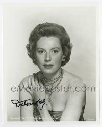 5t545 DEBORAH KERR signed 8x10.25 REPRO still '80s close up in low-cut gown & cool jewelry!