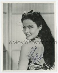 5t578 GENE TIERNEY signed 8x10.25 REPRO still '70s great sexy smiling c/u looking over shoulder!