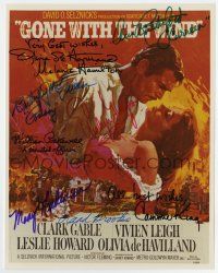 5t583 GONE WITH THE WIND signed color 8x10 REPRO still '80s by EIGHT original cast members!