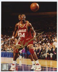 5t585 HAKEEM OLAJUWON signed color 8x10 REPRO still '94 the Houston Rockets basketball star!