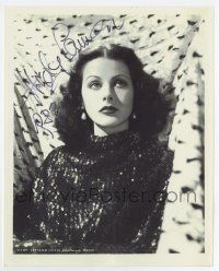 5t586 HEDY LAMARR signed 8.5x10.75 REPRO still '80s great close up in cool sequined blouse!