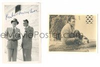 5t344 HERBERT MARSHALL set of 2 signed 4x5 photos '30s two great images of the leading man!