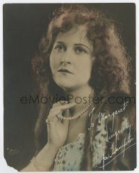 5t399 HOPE HAMPTON signed color deluxe 7.75x9.75 still '20s great portrait with pearls by Evans!