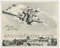5t617 JOE DERITA signed 8x10 REPRO still '80s great image of 3 Stooges in Have Rocket Will Travel!