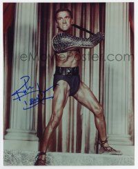 5t640 KIRK DOUGLAS signed color 8x10 REPRO still '90s great full-length close up from Spartacus!