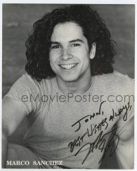 5t436 MARCO SANCHEZ signed 8x10 publicity still '00s great smiling portrait with long curly hair!