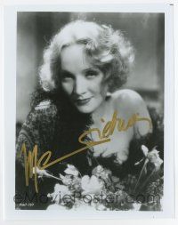 5t660 MARLENE DIETRICH signed 8x10 REPRO still '70s c/u in sexy feathered lace dress by flowers!