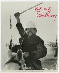 5t458 SEAN CONNERY signed 8x10 still '75 c/u with sword on horse The Man Who Would Be King!