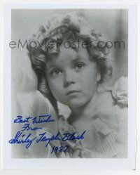 5t731 SHIRLEY TEMPLE signed 8x10 REPRO still '87 c/u head & shoulders portrait of the child star!