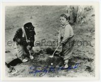 5t738 SPANKY McFARLAND signed 8x10 REPRO still '70s great portrait playing golf with chimp caddy!