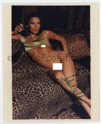 5t747 TAHNEE WELCH signed color 8x10 REPRO still '90s almost completely nude smoking on leopardskin!