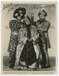 5t463 THREE STOOGES GO AROUND THE WORLD IN A DAZE signed 8x10.25 still '63 by Moe, Larry AND Joe!