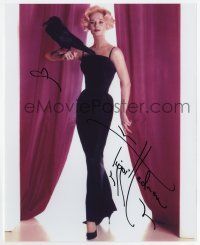 5t749 TIPPI HEDREN signed color 8x10 REPRO still '90s best posed portrait w/raven from The Birds!