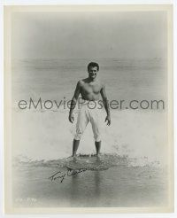 5t468 TONY CURTIS signed 8.25x10 still '50s great barechested portrait standing in the surf!
